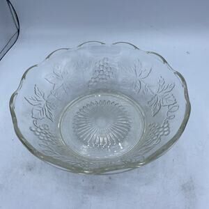 vintage KIG Indonesia Clear embossed fruit serving bowl 8 1/2”